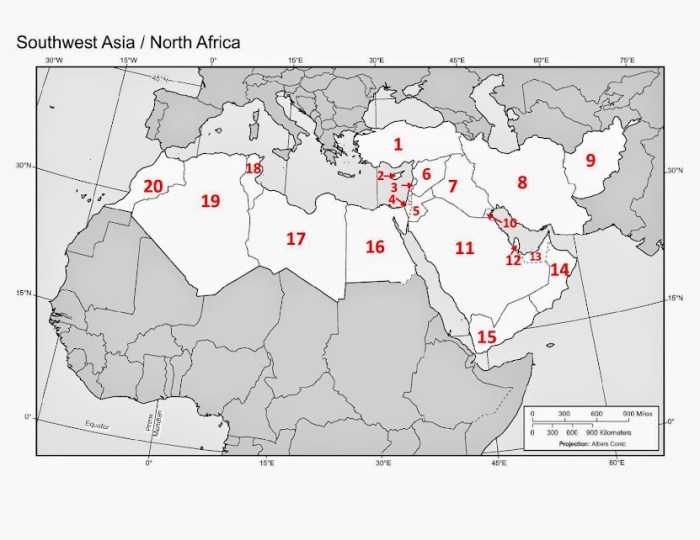 Blank map of southwest asia and north africa