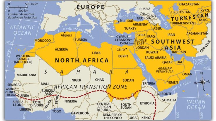 Africa map north asia southwest