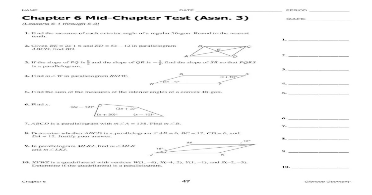 Chapter 3 mid chapter test