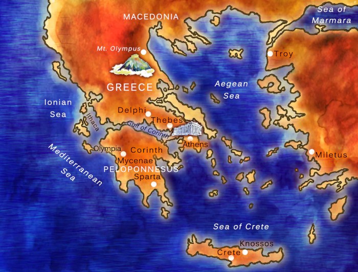 Labeled map of ancient greece