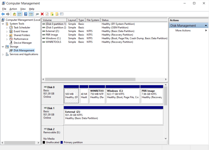 Lab 5-3 using various disk management tools